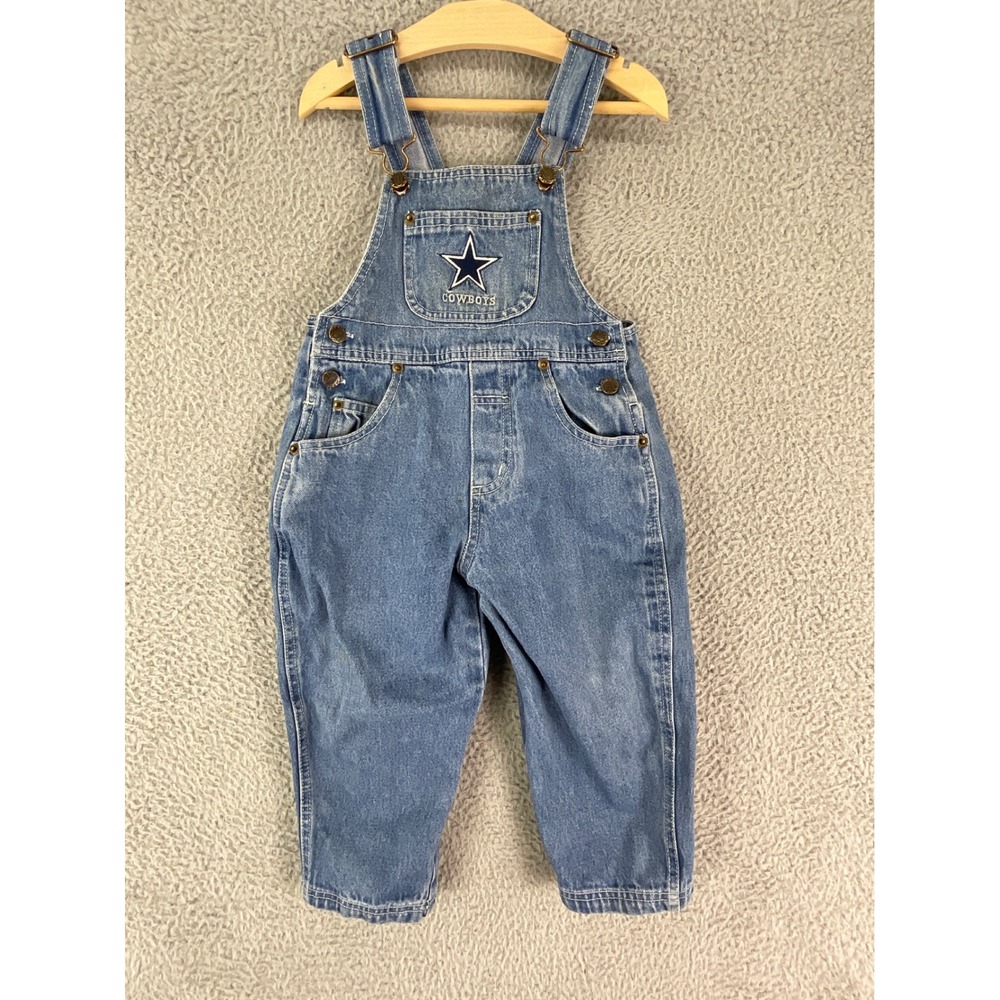 NFL Dallas Cowboys Denim Overalls Kids 3T NFL Blue Star Vintage Dungarees